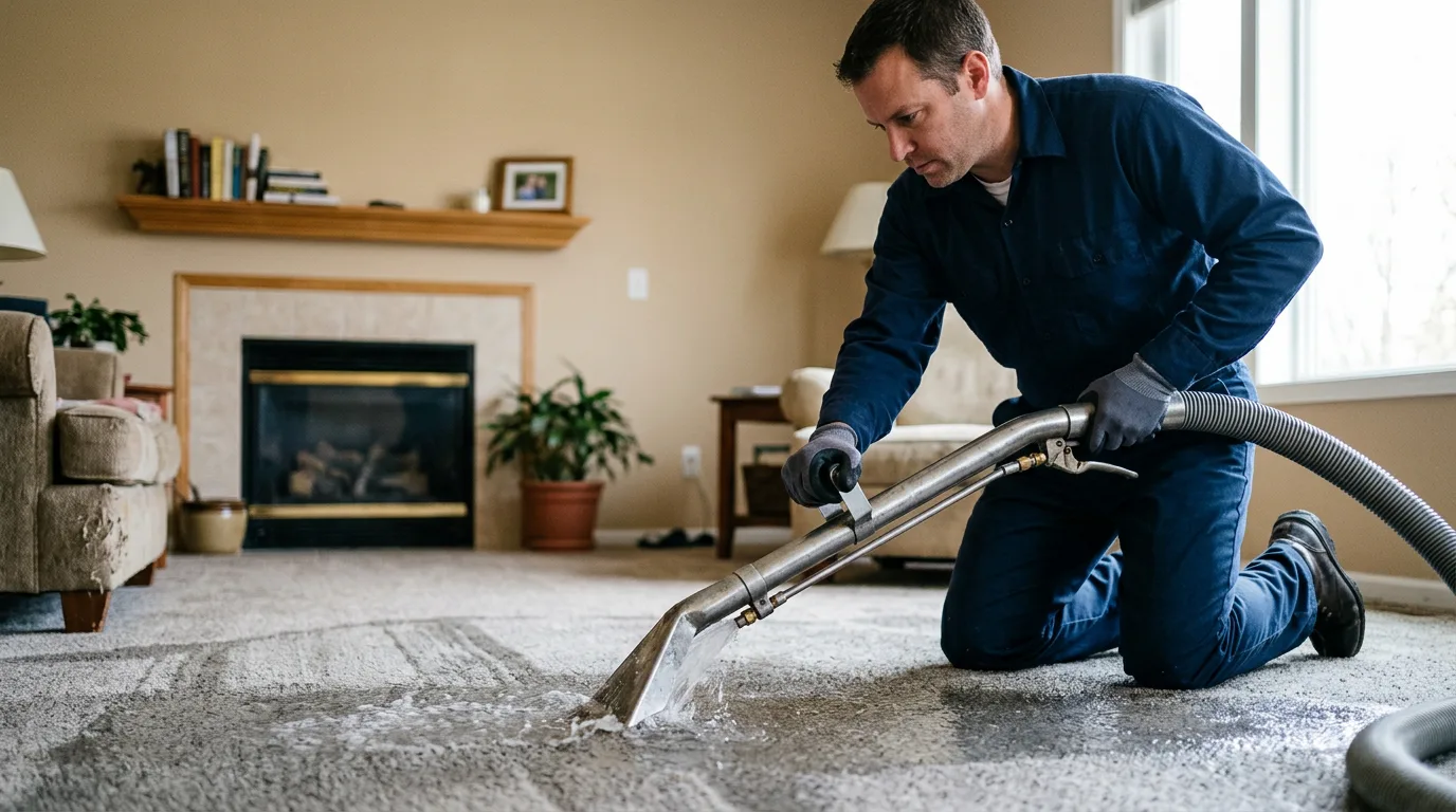 Water damage restoration technician working near Genoa, NY